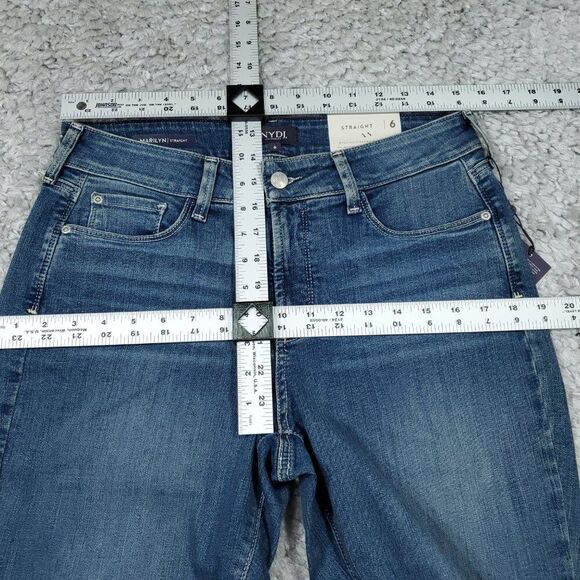 NYDJ Marilyn Straight Leg Stretch Premium Denim Jeans Lift Tuck Size 6 Blue - Picture 7 of 8